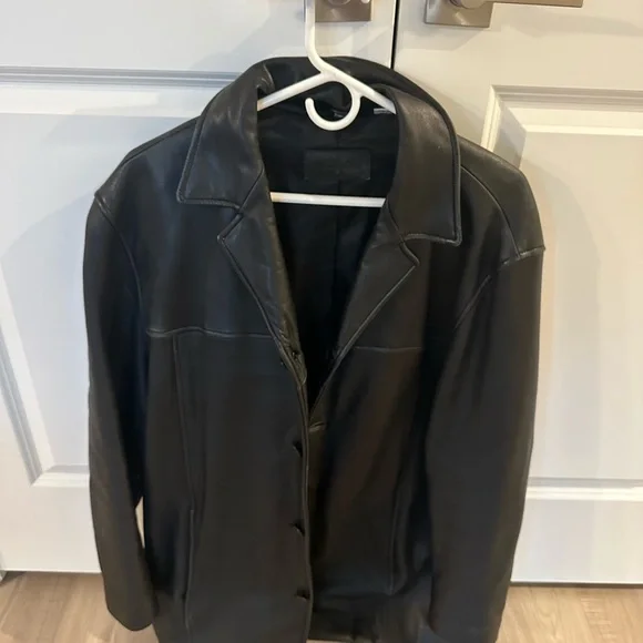 Alfani Men's Black Leather Coat Size Medium